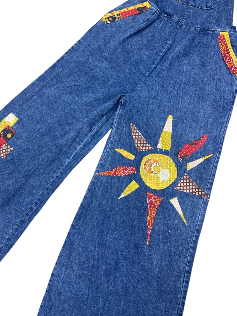 Handmade Kantha Patchwork Wide Leg Boho Hippie Overalls - Picture 9 of 9